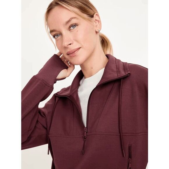 Old Navy Dynamic Fleece Maroon Half-Zip Sweatshirt Cropped XL - Picture 9 of 9